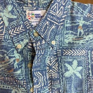 Reyn Spooner Blue and White Tropical Shirt